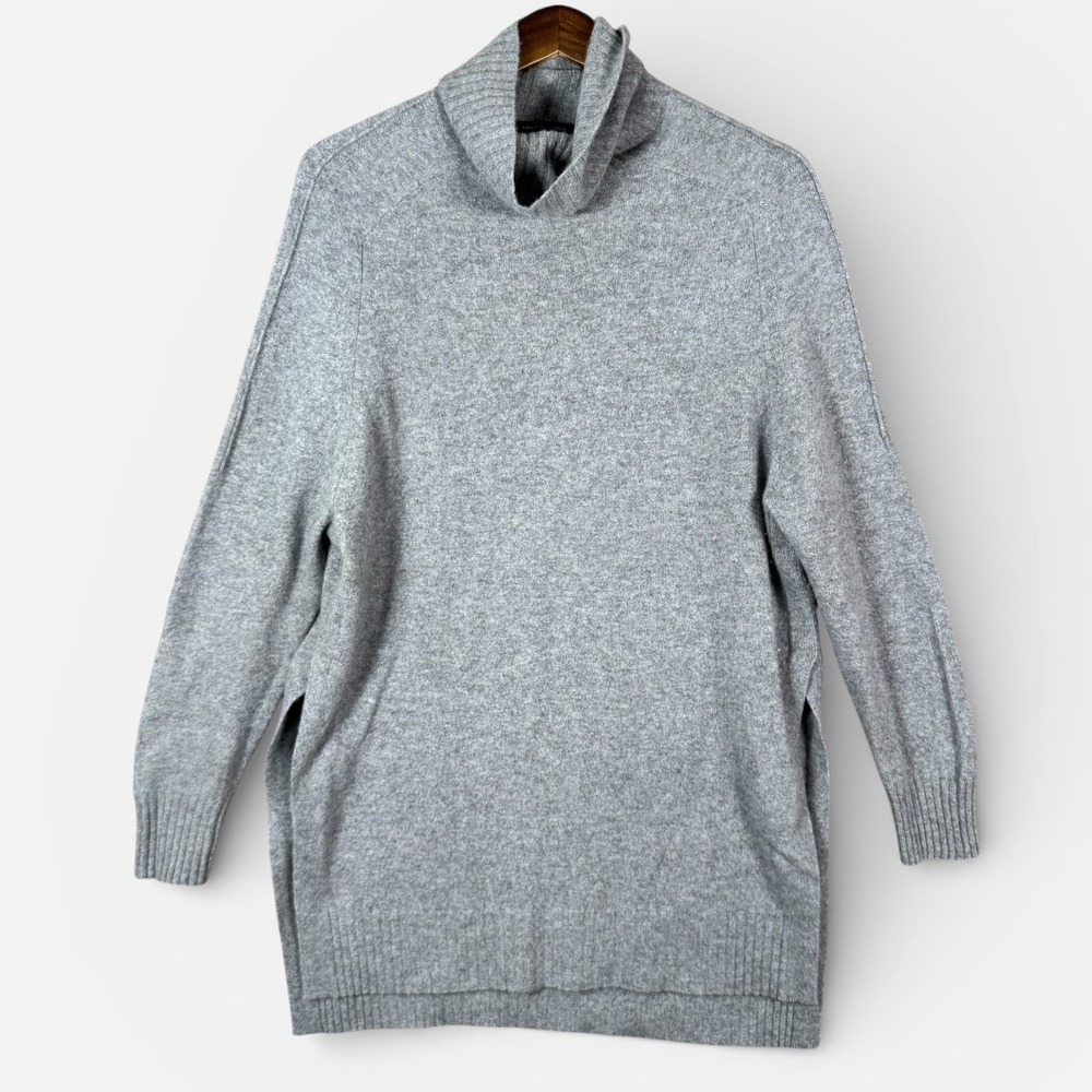 Saks Fifth Avenue Cashmere Sweater Womens Medium Gray Cowl Neck Tunic Knit